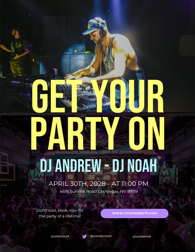 Black and Yellow DJ Party Poster Template
