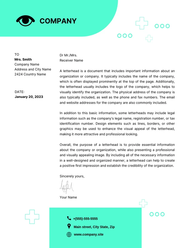 White And Light Green Minimalist Playful Doctor Letterhead Template
