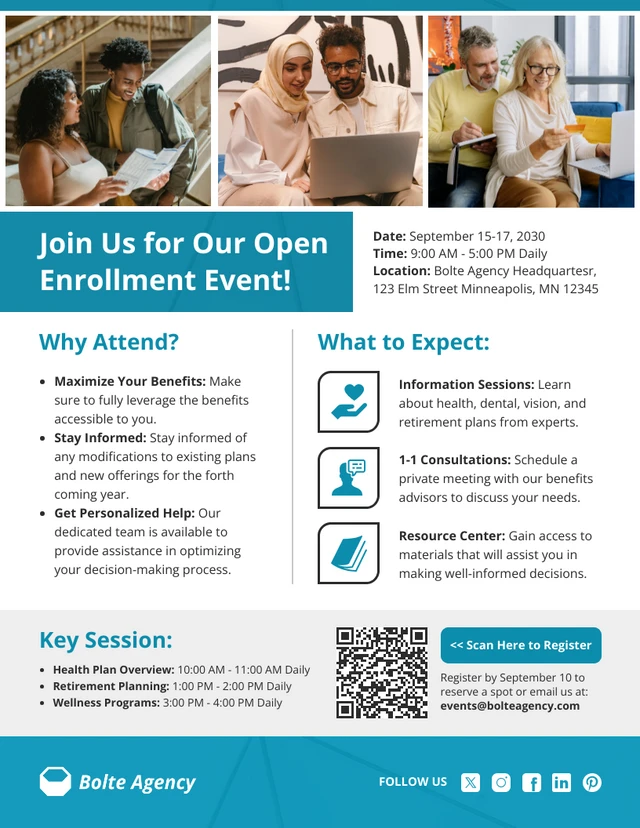 Open Enrollment Company Event Poster Template