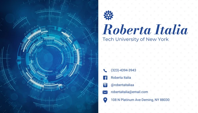 Blue And White Modern Tech Personal Student Business Card - Page 2