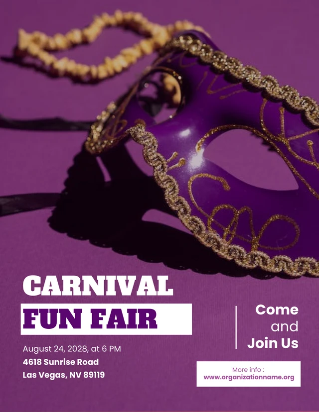 Purple Carnival Fun Fair Poster Template
