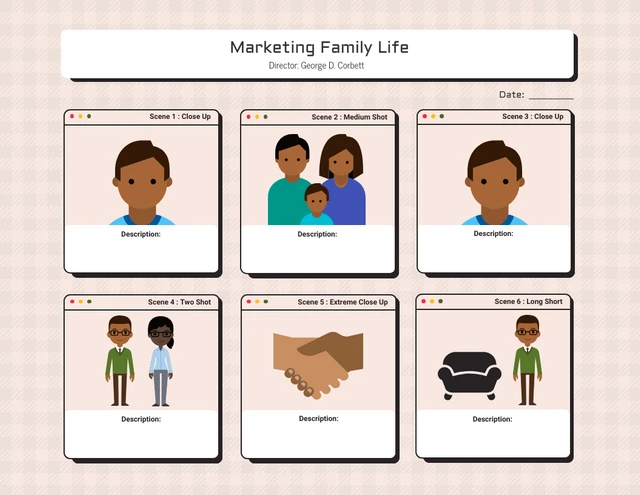 Cream marketing family life storyboard Template