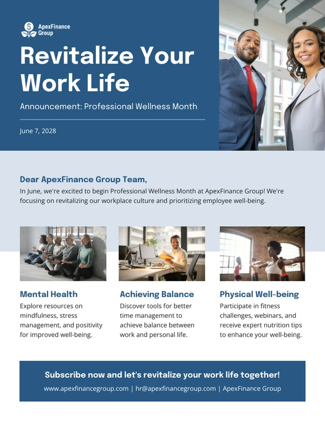 Revitalize Employee Wellness Email Newsletter Template