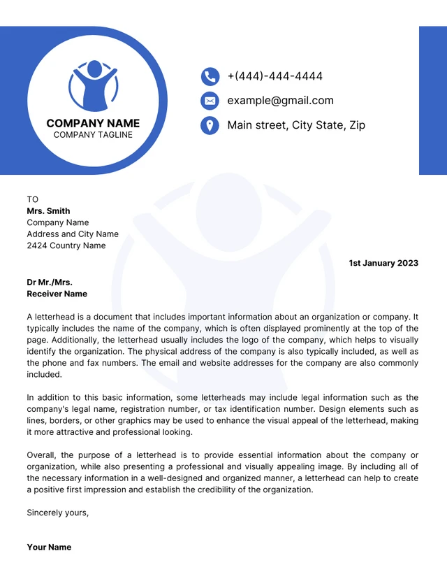 White And Blue Modern Corporate Graphic Design Letterhead Template
