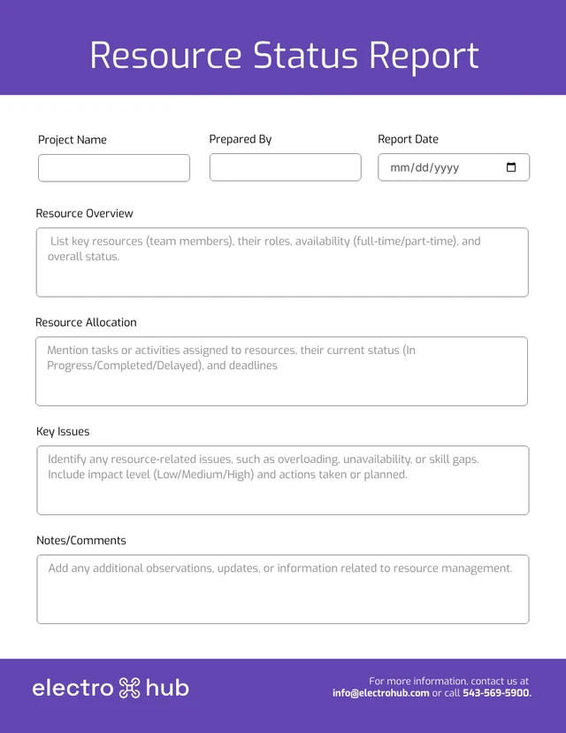 Blank Purple Project Status Report Template