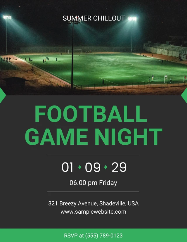 Black and Green Football Game Night Invitation Letter Template