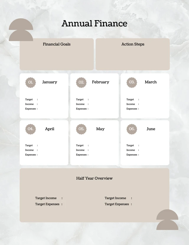 Beige Brown Marble Finance Planner Template