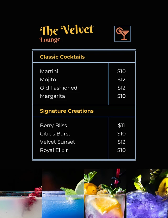 Retro Dark Cocktail Menu Template