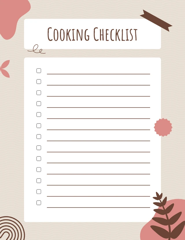 Pink And Cream Cooking Checklist