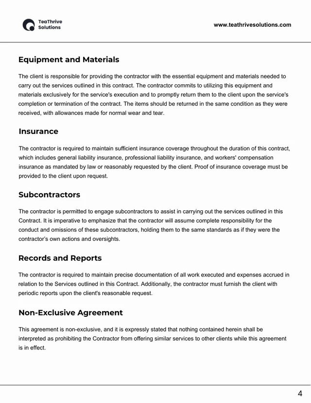 Self Employment Contract Template - Page 4