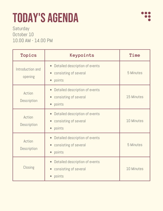 Beige Minimalist Agenda Template