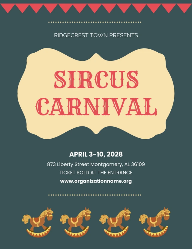 Dark Green and Yellow Sircus Carnival Poster Template
