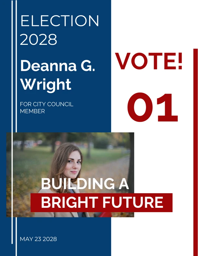 Blue & Red Flyer Election Vote Template
