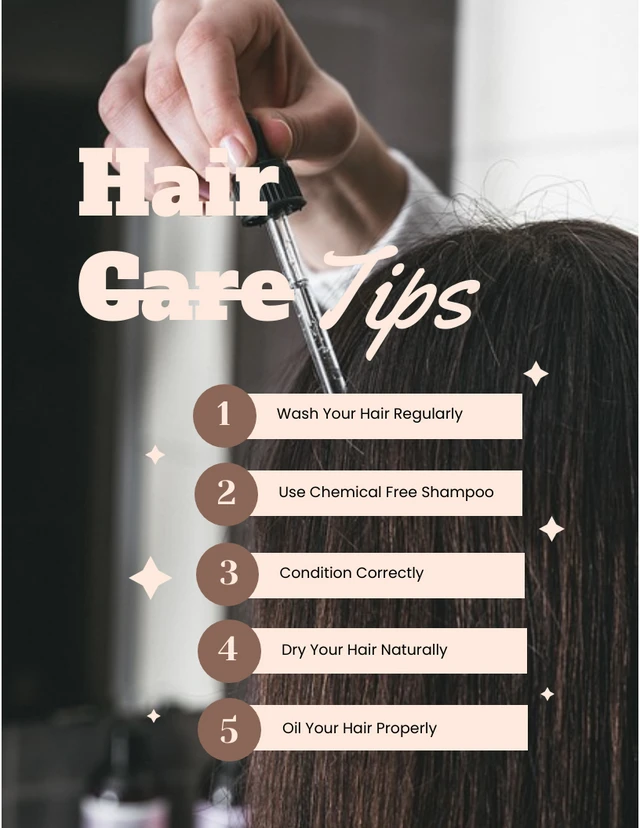 Brown and White Minimalist Hair Care Tips Template
