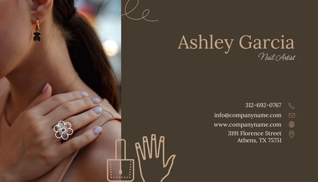 Brown Modern Minimalist Business Card Nail-Art - Page 2