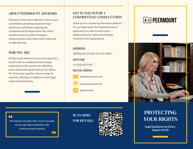 Blue And Yellow Professional Legal Tri-fold Brochure - Page 1