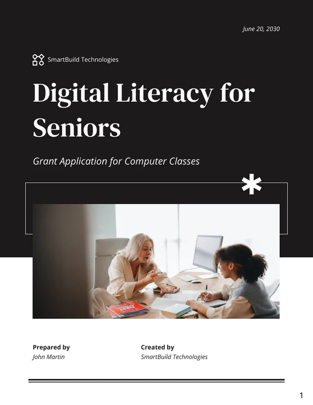 Black Simple Digital Literacy Grant Proposal Template