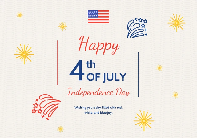 White 4th of July Independence Day Card Template
