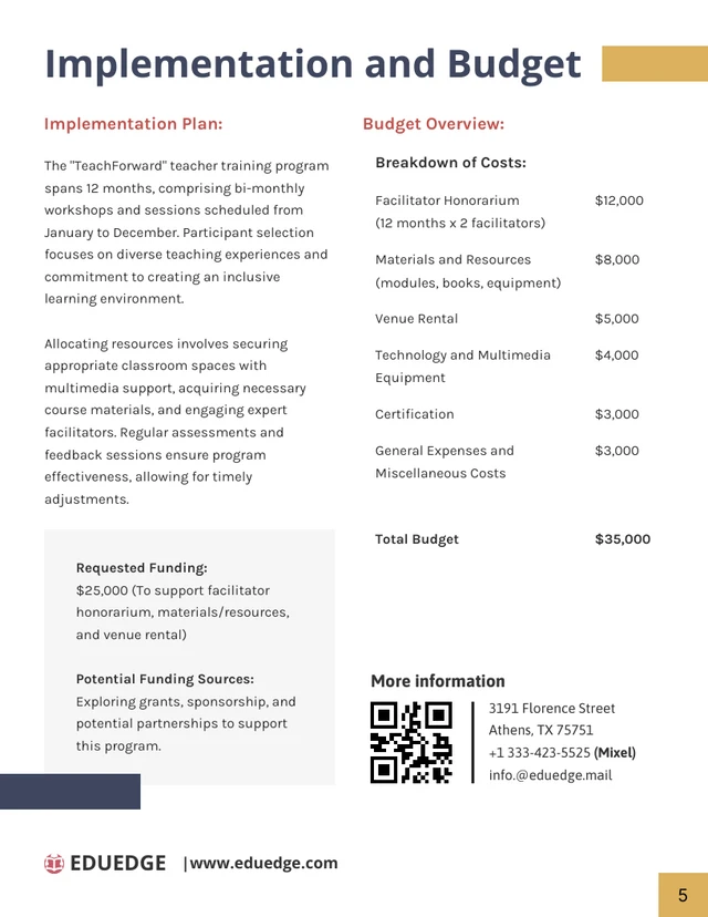 Teacher Training Proposal - Page 5