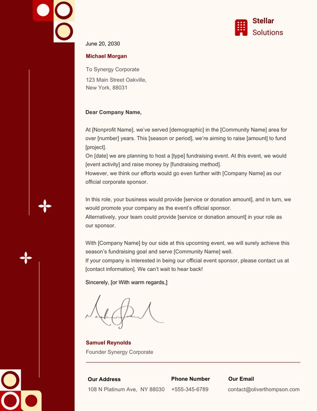 Brown Modern Line Sponsorship Letter Template