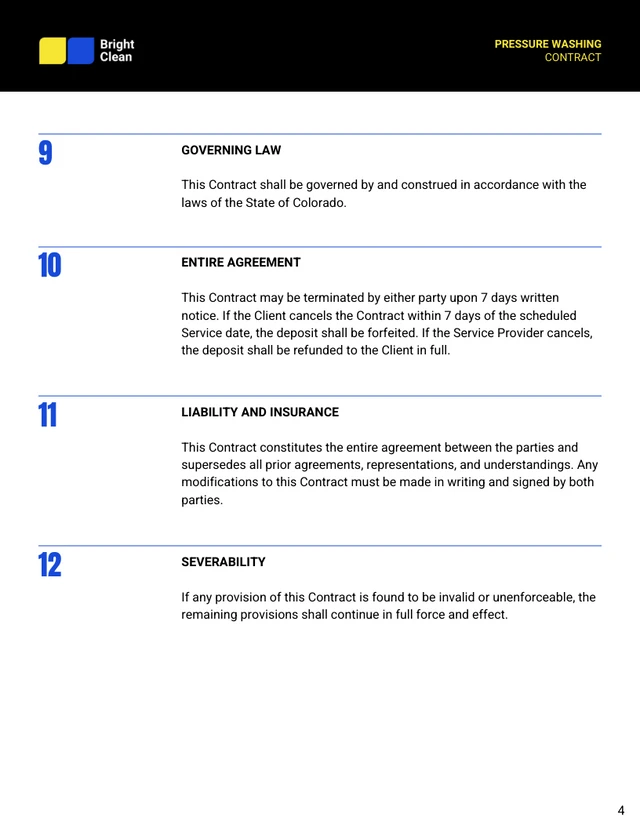 Pressure Washing Contract Template - Page 4