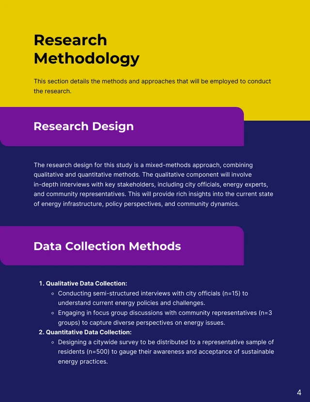 Navy and Yellow Clean Unsolicited Research Proposal - Page 4