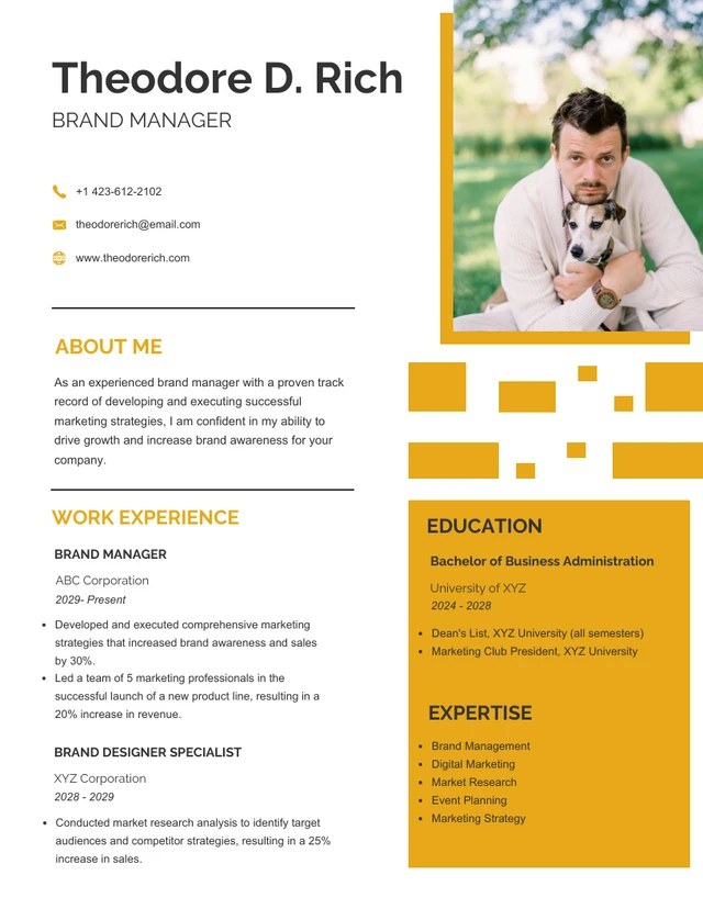 Yellow Modern Resume Design Template
