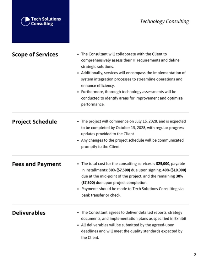 Technology Consulting Contract Template - Page 2