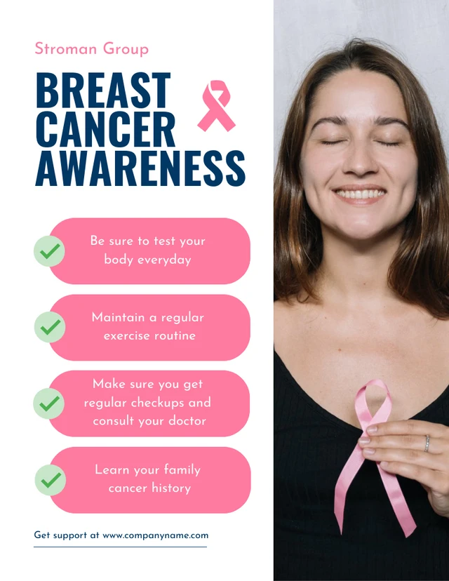 White And Pink Simple Breast Cancer Awareness Poster Template