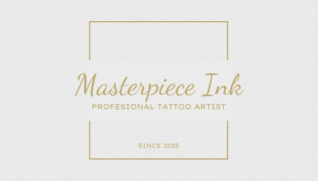 Grey And Gold Aesthetic Minimalist Tattoo Business Card - Page 1