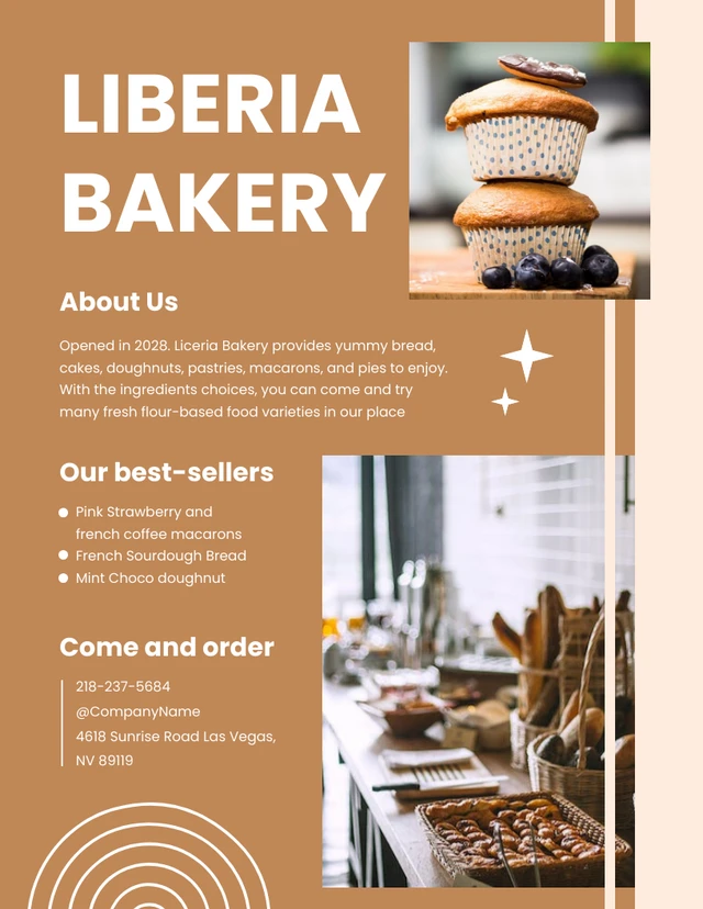 Brown and White Food Bakery Poster Template
