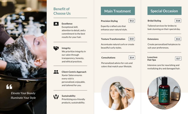 Hair Care Services Roll Fold Brochure - Page 2