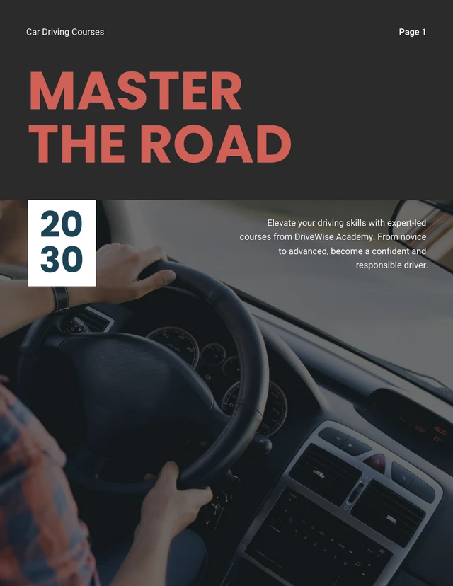 Dark Red Simple Car Driving Courses Catalog - Page 1