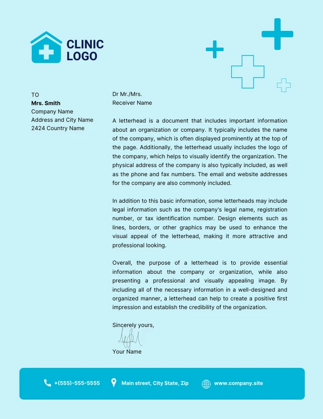 Blue Modern Doctor Letterhead Template
