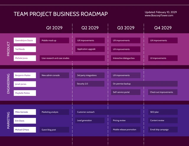 Team Project Business Roadmap Template