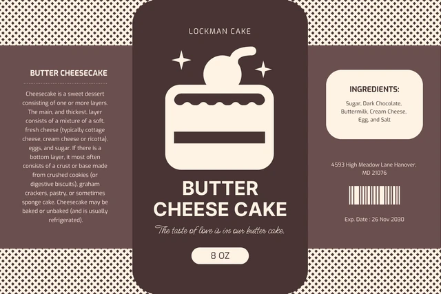 Brown Pattern Cake Mix Jar Label Template