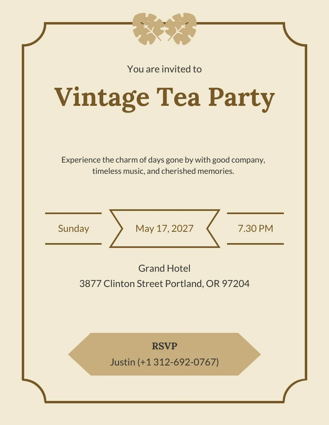 Beige Minimalist Vintage Invitation Template