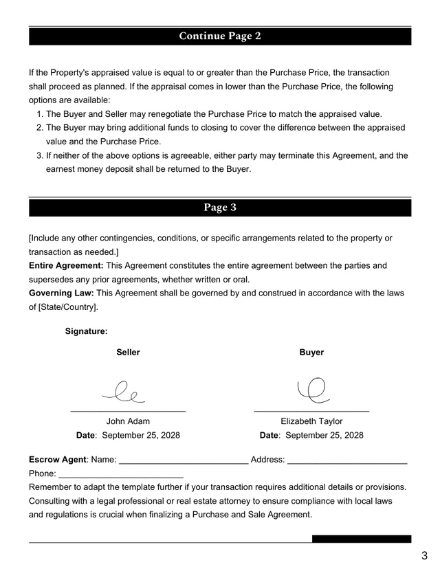 Minimalist Clean Black and White Purchase and Sale Agreement Contracts - Page 3