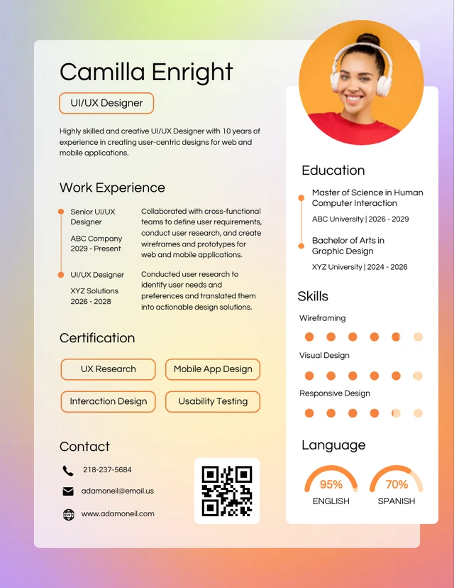 Colorful UI/UX Tech Resume Template