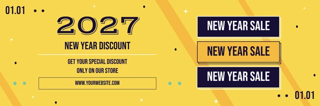 New Year Banner Sale Yellow Orange Simple Template