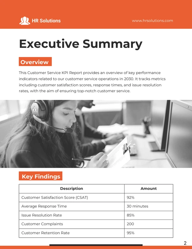 Simple Black and Orange Customer Service KPI Reports - Page 2