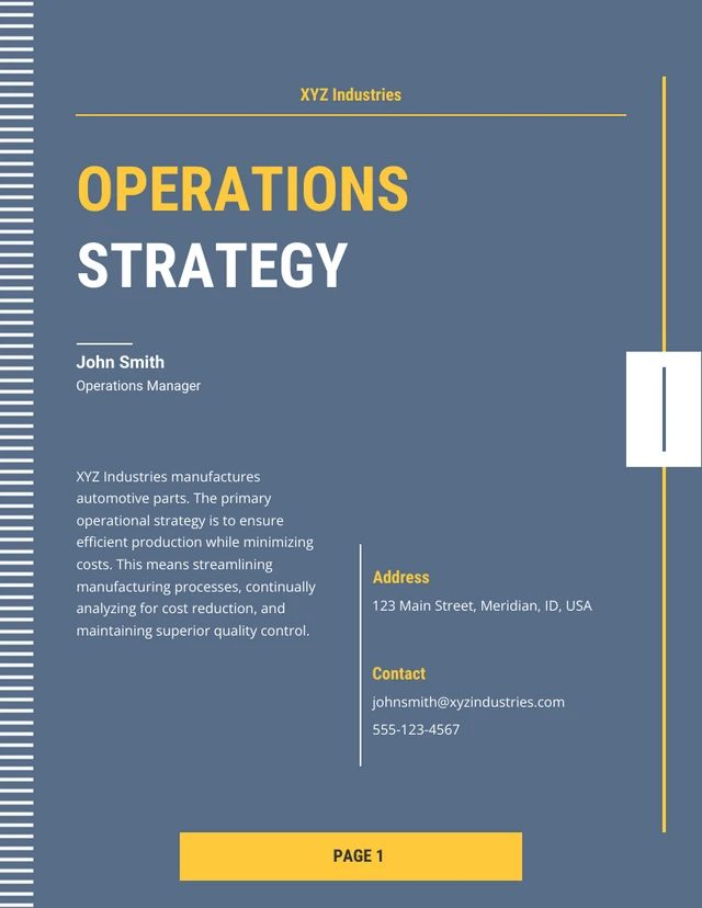 Blue And Line Pattern Operational Plan - Page 1