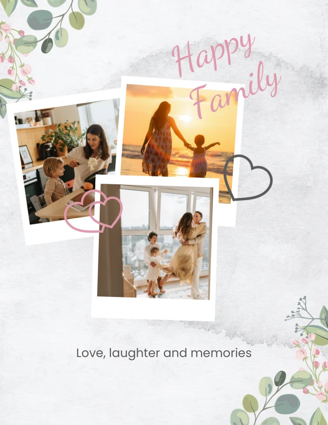 Grey Simple Family Photos Love Collage Template