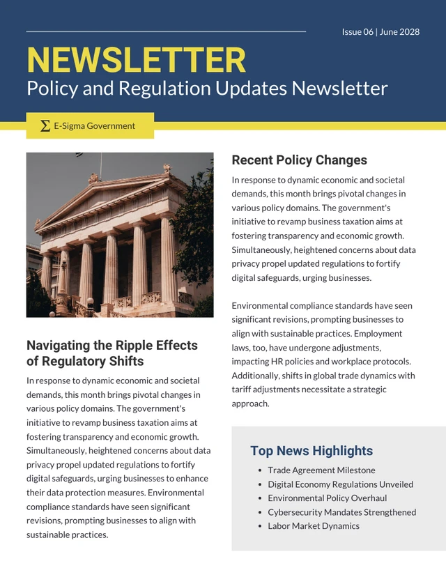 Policy and Regulation Updates Newsletter Template