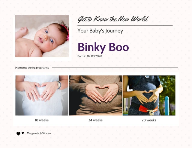 Beige Baby born journey collage Template