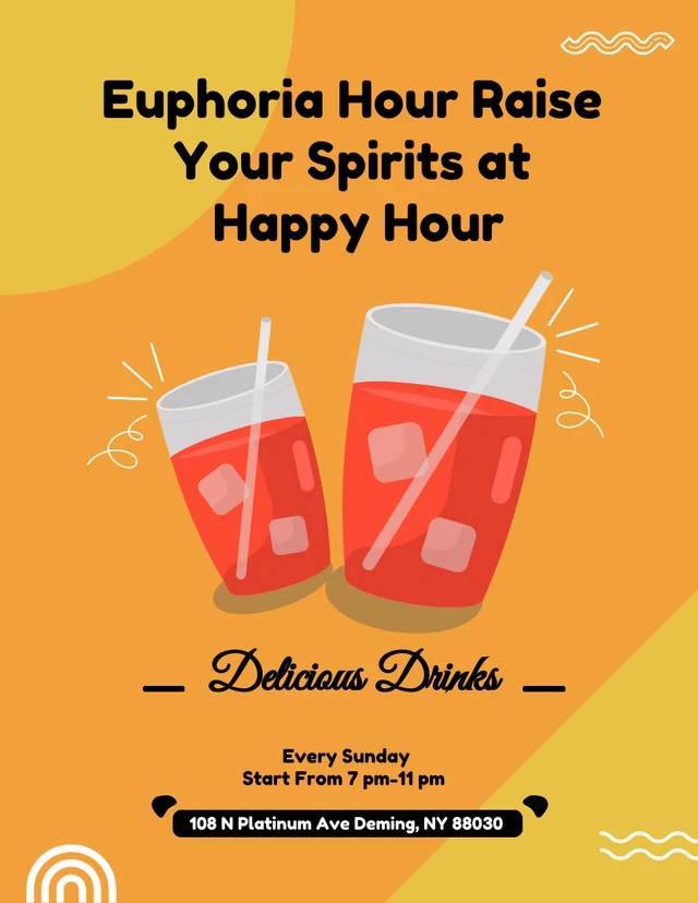 Orange Happy Hour Invitation Template