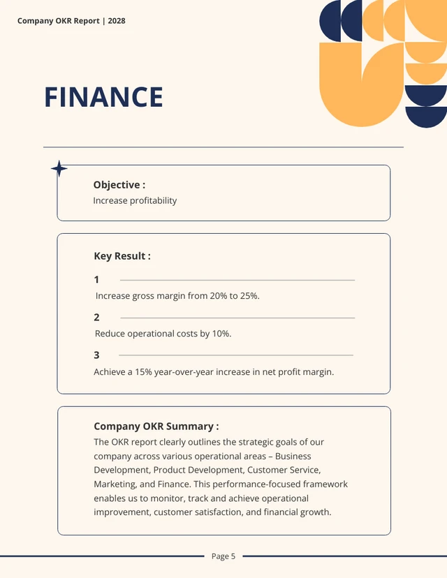 Cream And Yellow Geometric OKR Report - Page 5