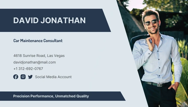 Simple Navy Blue Automotive Business Card - Page 2