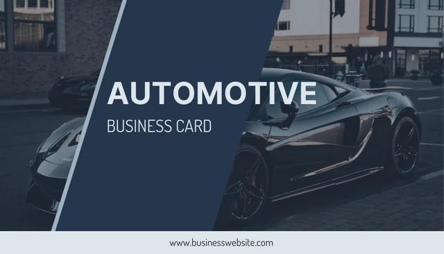 Simple Navy Blue Automotive Business Card - Page 1