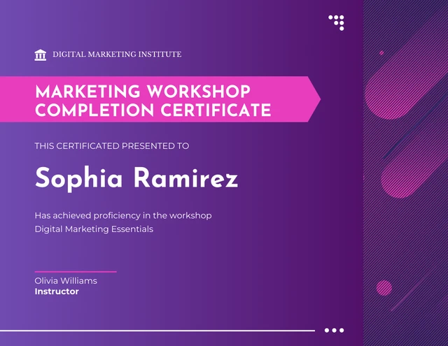 Purple Gradient Abstract Workshop Certificate Template